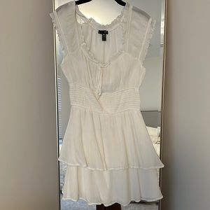 Aqua White Ruffle Fit and Flare Dress